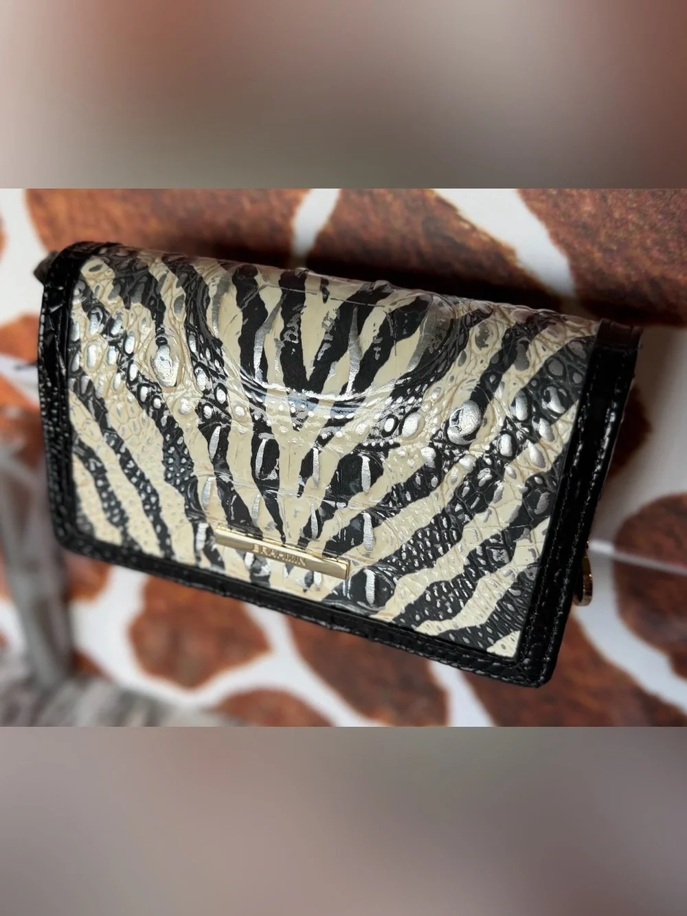 Brahmin Everlasting Encore Minuette zebra Crossbody Bag Black and White NWT